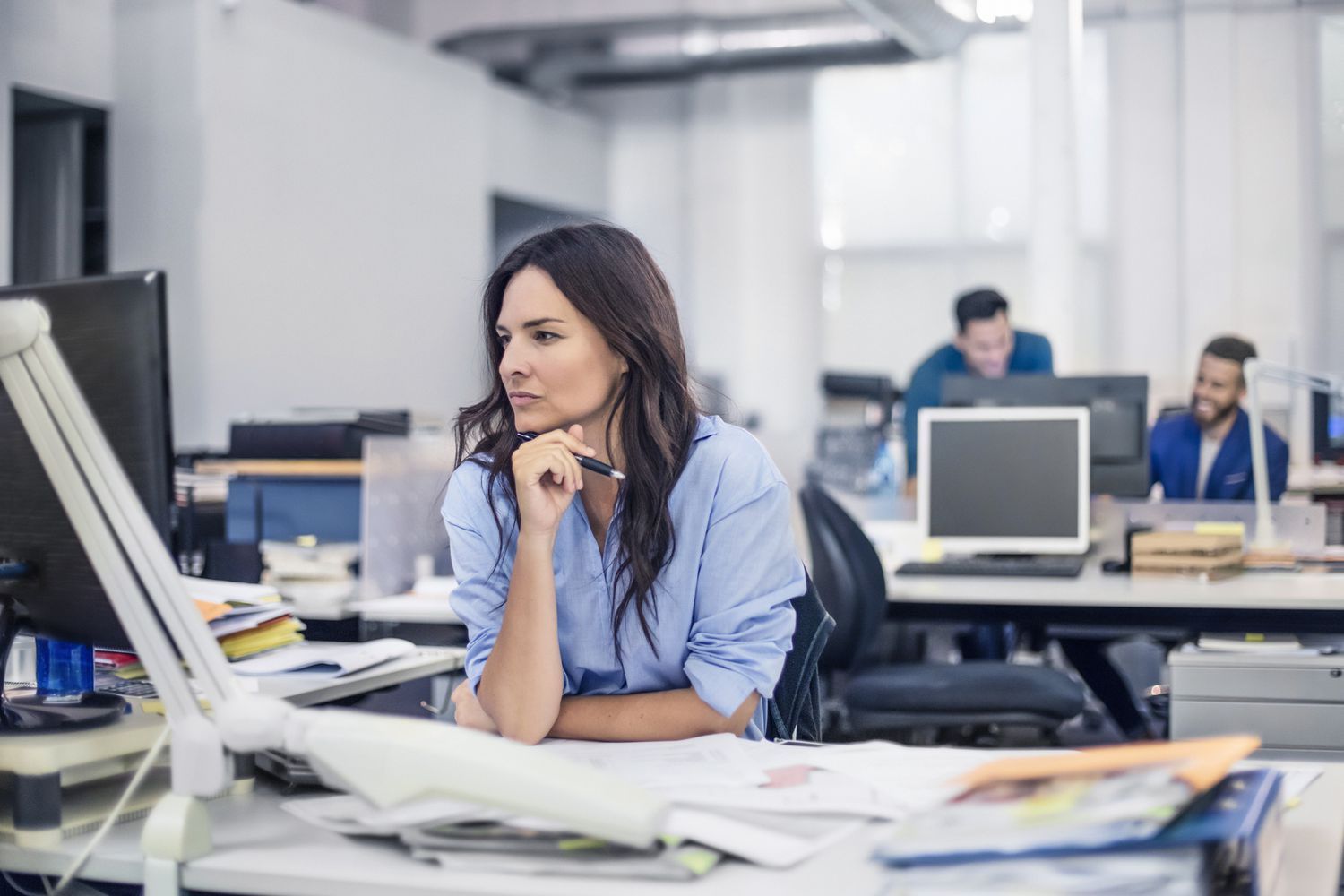 Investment adviser reviewing a portfolio